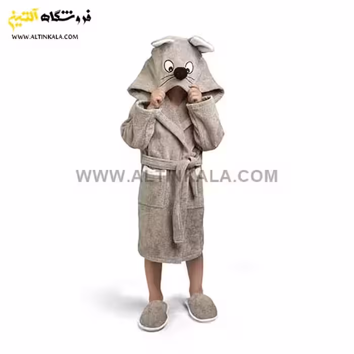 حوله پالتویی کودک پودایران طرح موش خاکی سایز 90