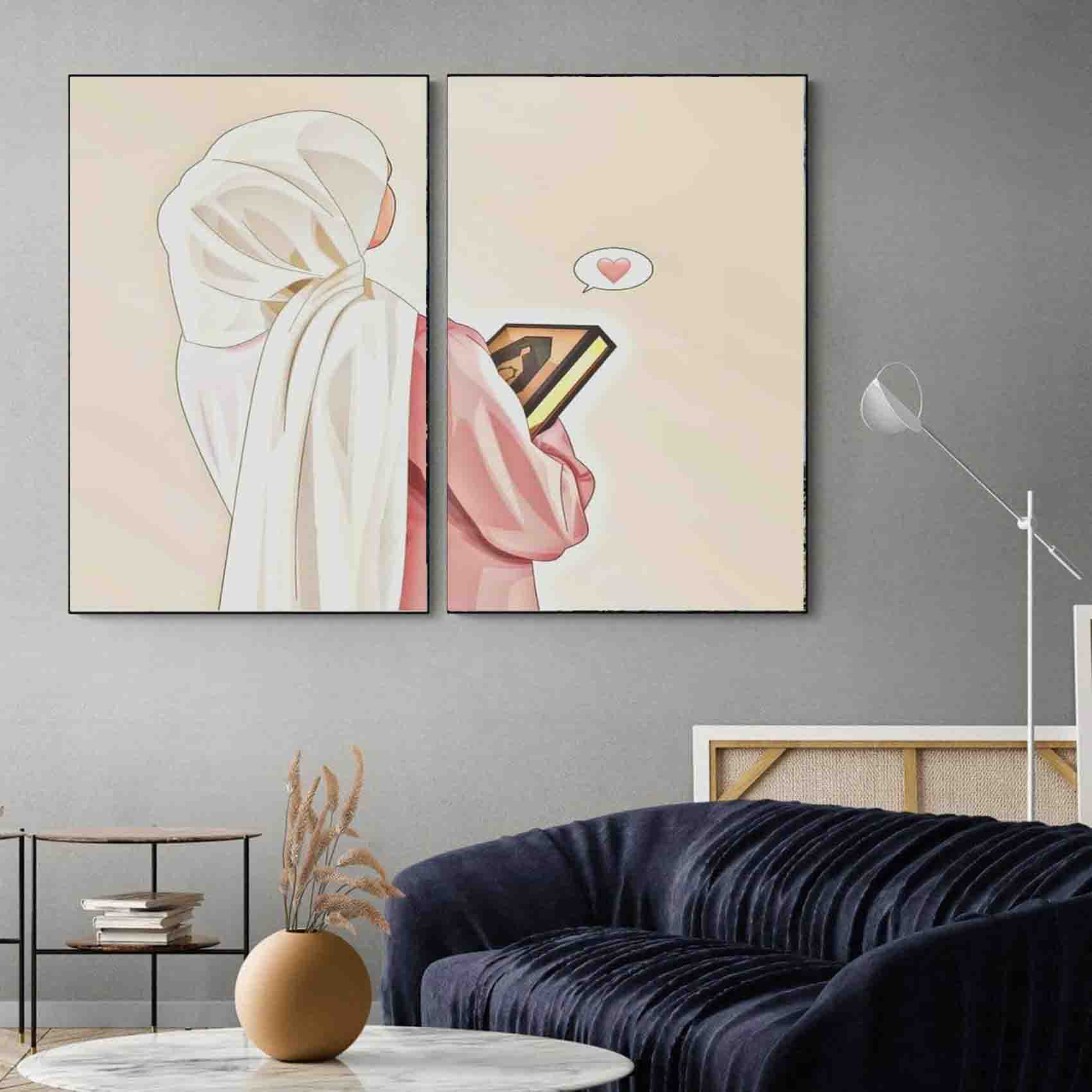 تابلو شاسی رادکس طرح دختر با ججاب مدل 3213 مجموعه دو عددی