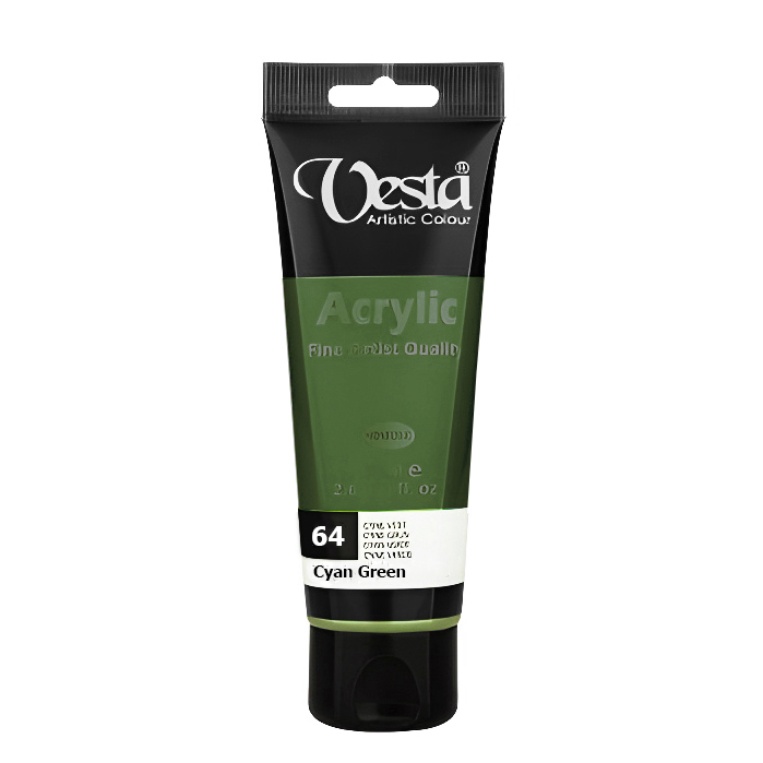 رنگ اکریلیک تکی وستا Cyan Green 64 حجم 75 میلی لیتر