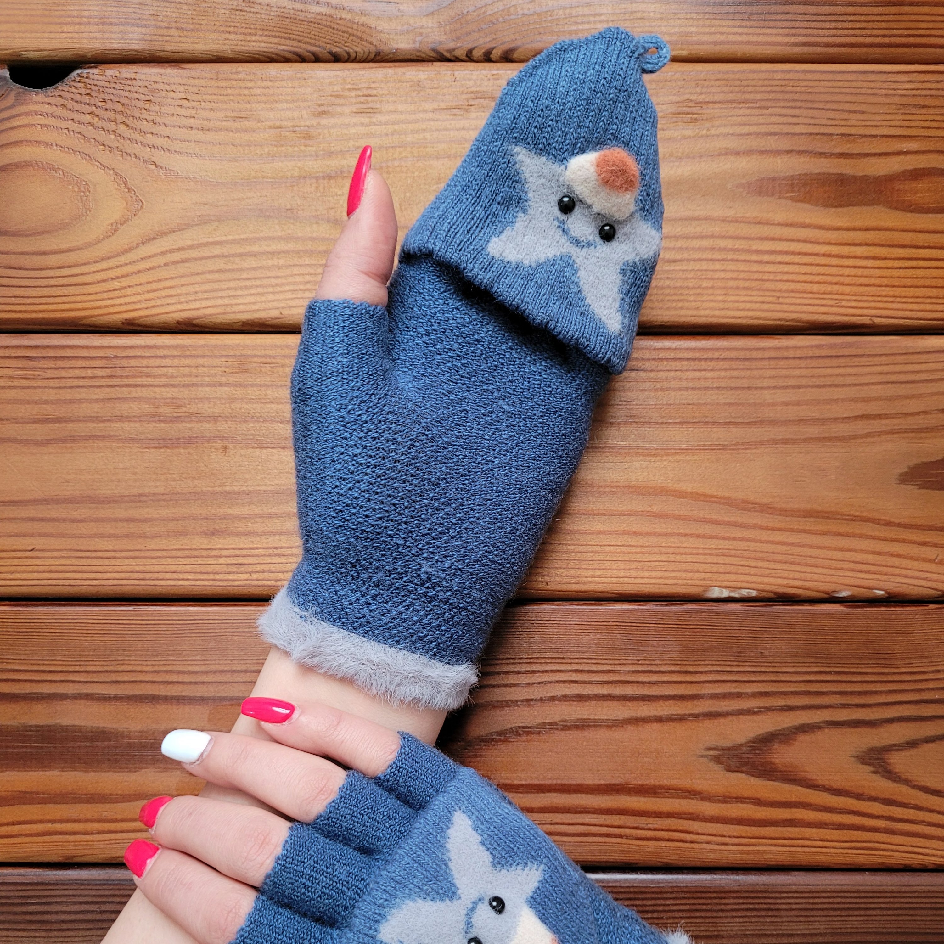 دستکش انگشتی زنانه و عروسکی طرح ستاره