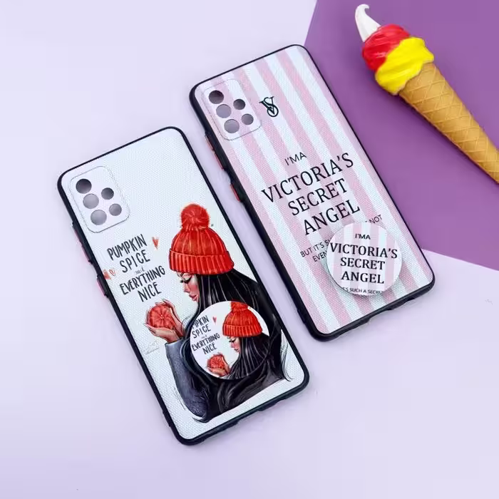 کاور طرح دخترانه کد 5160 مناسب برای گوشی موبایل سامسونگ Galaxy A51 به همراه پاپ سوکت