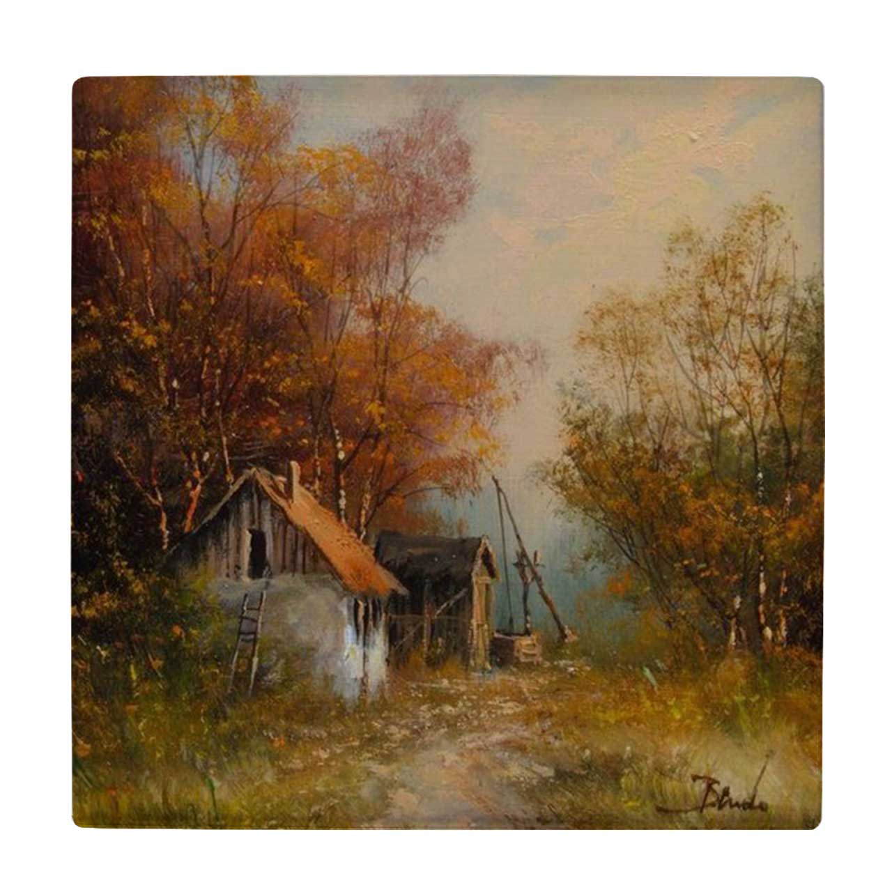  زیر لیوانی طرح نقاشی کلبه جنگلی کد    3425545_1154