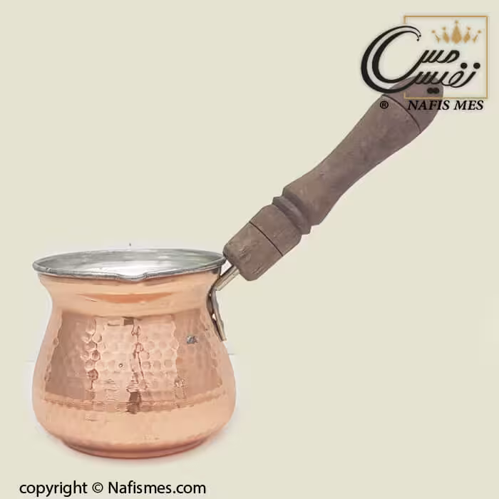 قهوه جوش مسی دسته چوبی طرح آیدا