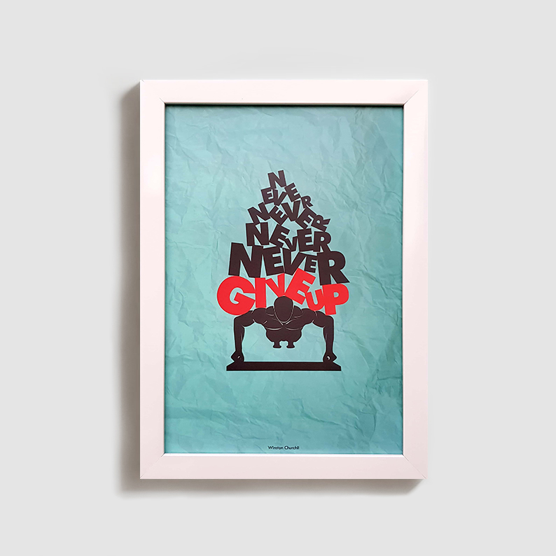 تابلو طرح انگیزشی never give up W004