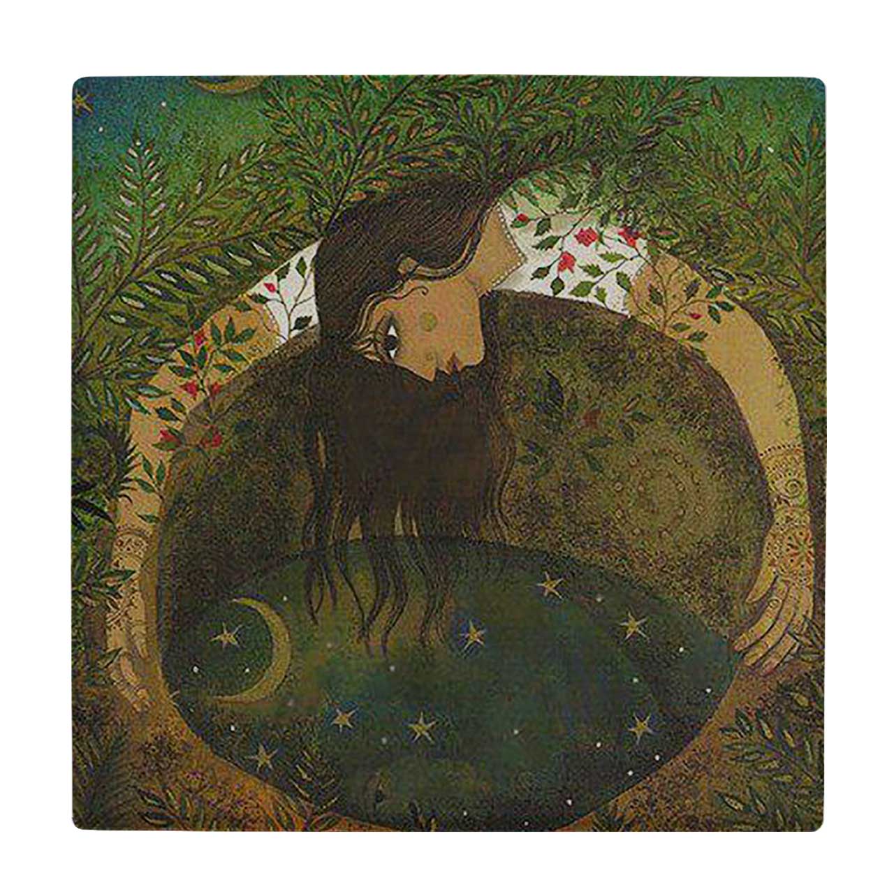  کاشی کارنیلا طرح نقاشی دختر و برکه آب کد wkk399