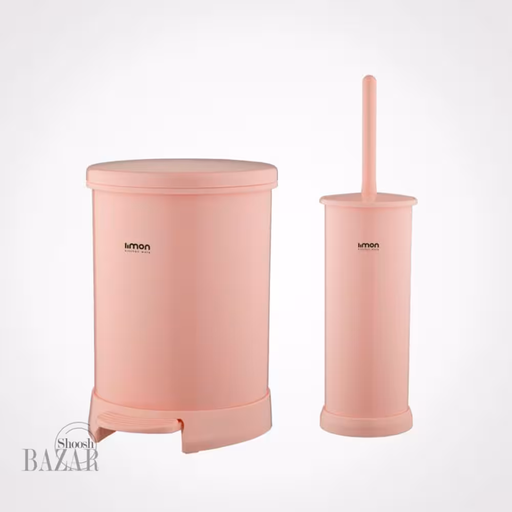 سطل و فرچه سرویس بهداشتی گرد درب رنگی لیمون کد 1298