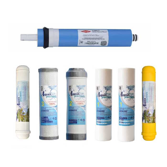 فیلتر دستگاه تصفیه کننده آب آکوا پیورست مدل RO-NEW07 مجموعه 6 عددی به همراه فیلتر فیلمتک کد 75-1812