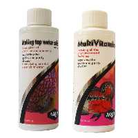 محلول محافظ آب آکواریوم آکوا حجم 100 میلی لیتر به همراه مولتی ویتامین