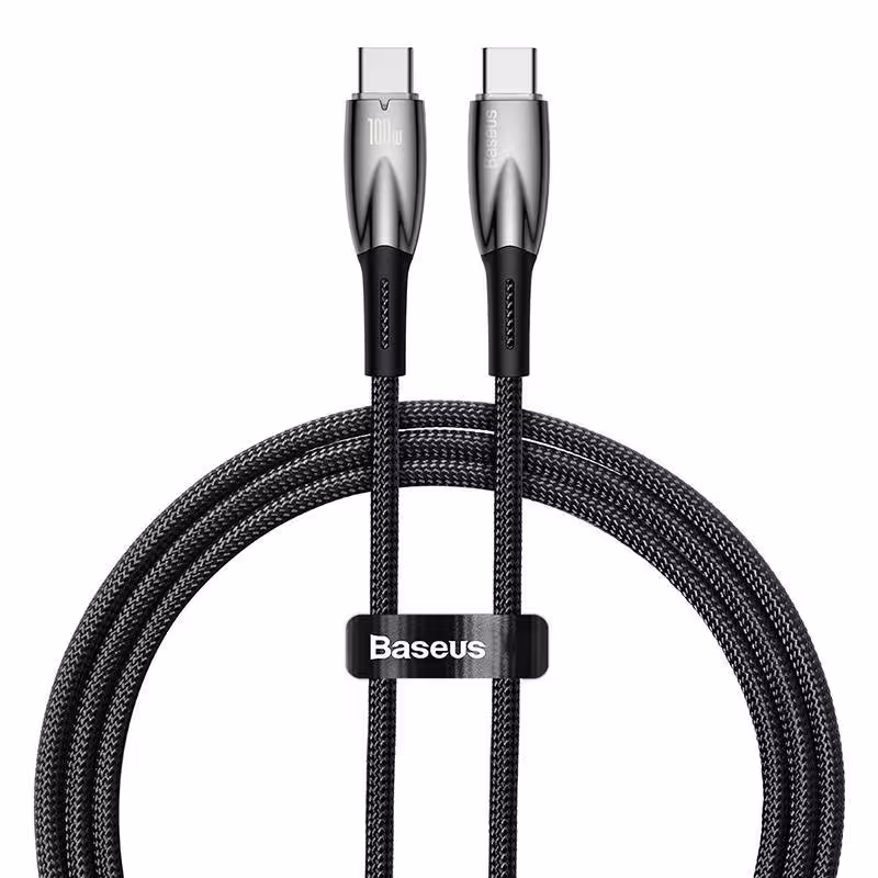 کابل 1 متری دو سر تایپ سی 100 وات بیسوس Baseus Cable Type-C to Type-C PD Charging 100W Glimmer CADH000701 1m