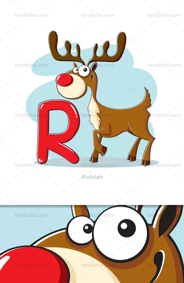 وکتور آموزشی حروف لاتین کودکان حرف R | گرافیک با طعم تربچه