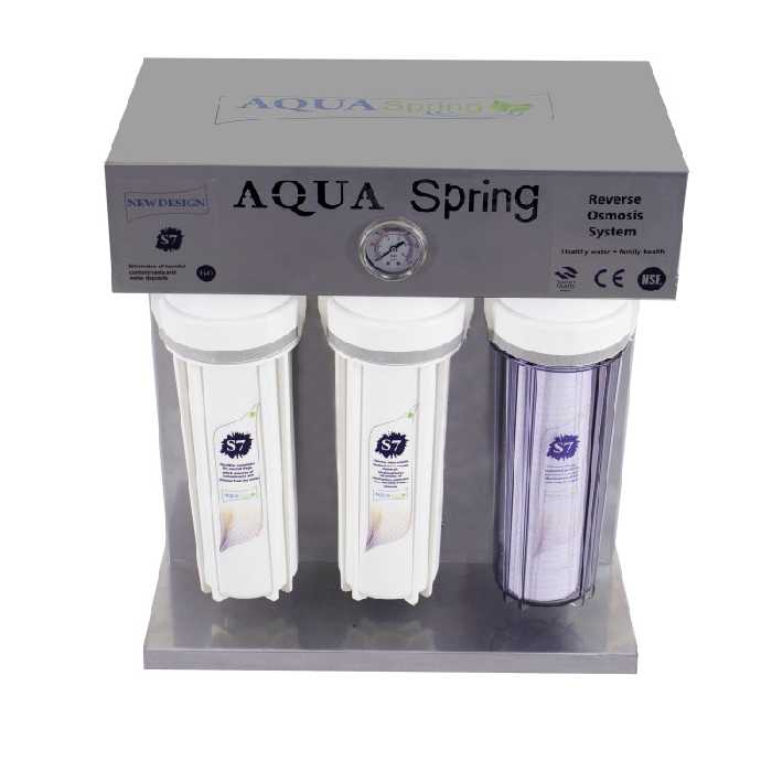 دستگاه تصفیه کننده آب آکوآ اسپرینگ مدل RO-S7- KZ 7020 به همراه فیلتر مجموعه 3 عددی و رسوبگیر اسکالکس پلاس