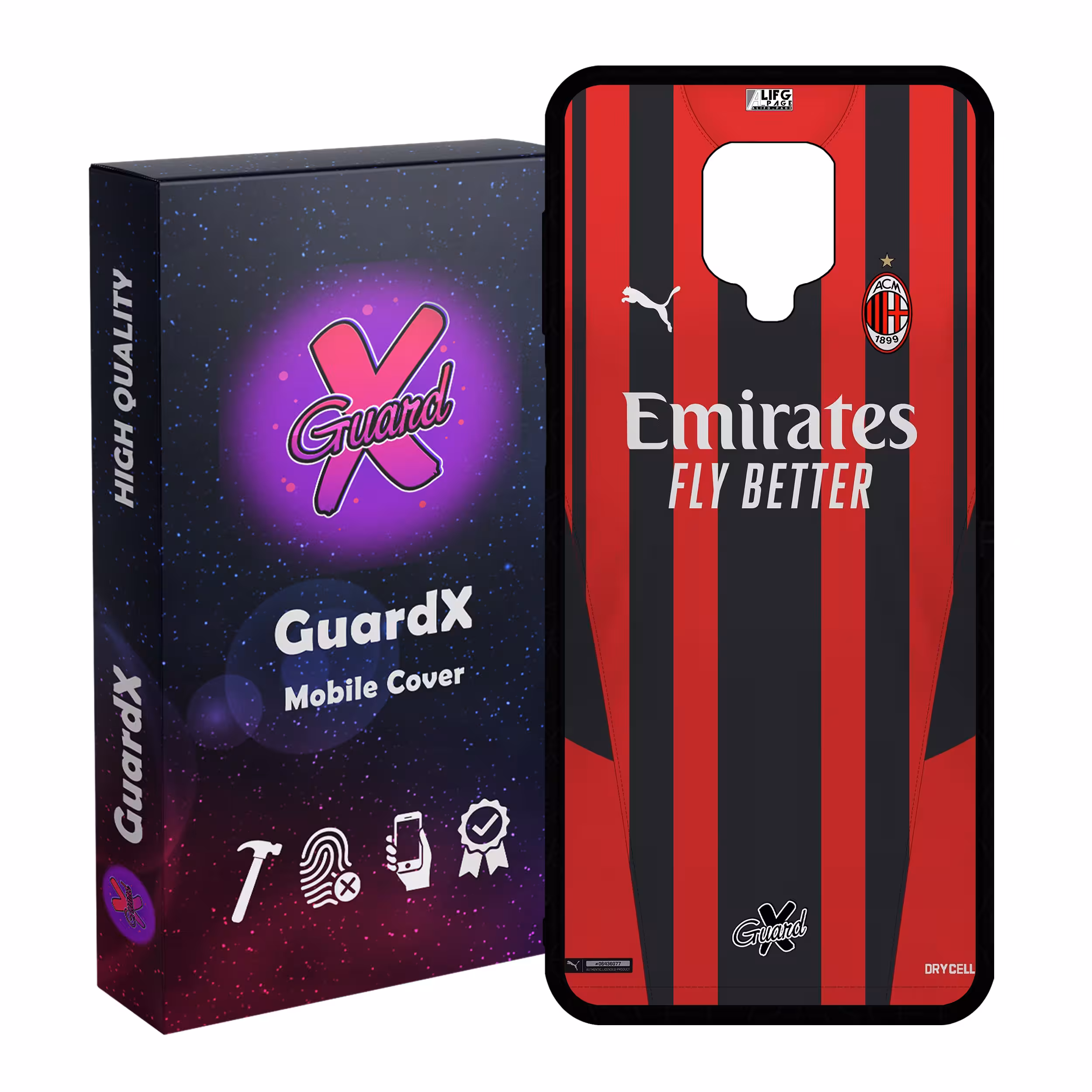 کاور گارد ایکس طرح AC Milan مدل Glass10399 مناسب برای گوشی موبایل شیائومی Redmi Note 9S / Note 9 Pro / Note 9 Pro Max