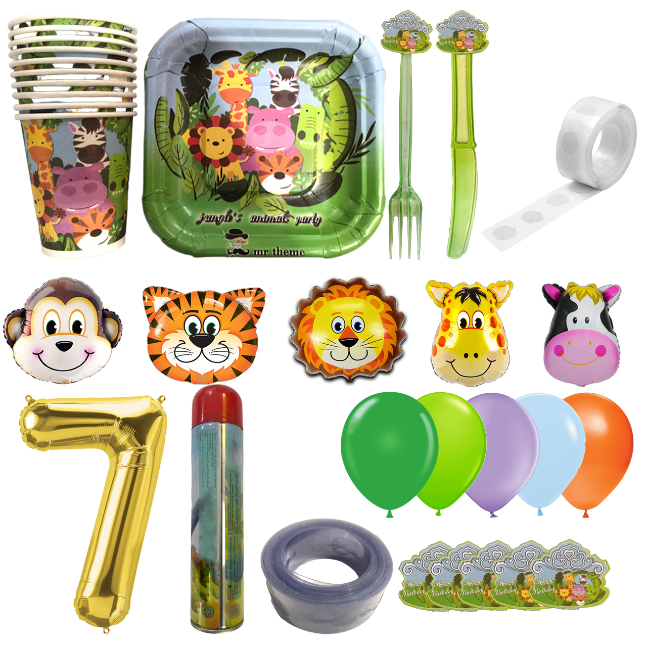 مجموعه 74 عددی تم تولد مستر تم طرح حیوانات جنگل کد 7