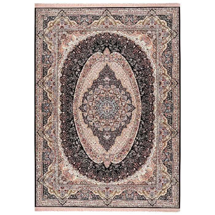 فرش ماشینی زمرد مشهد مدل پرنیان زمینه سورمه ای