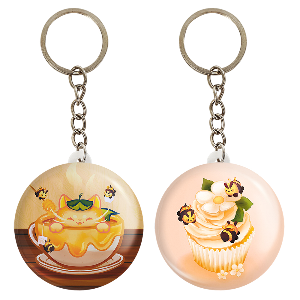 جاکلیدی خندالو مدل زنبور و گربه حیوانات بامزه کد 2106321057 مجموعه 2 عددی