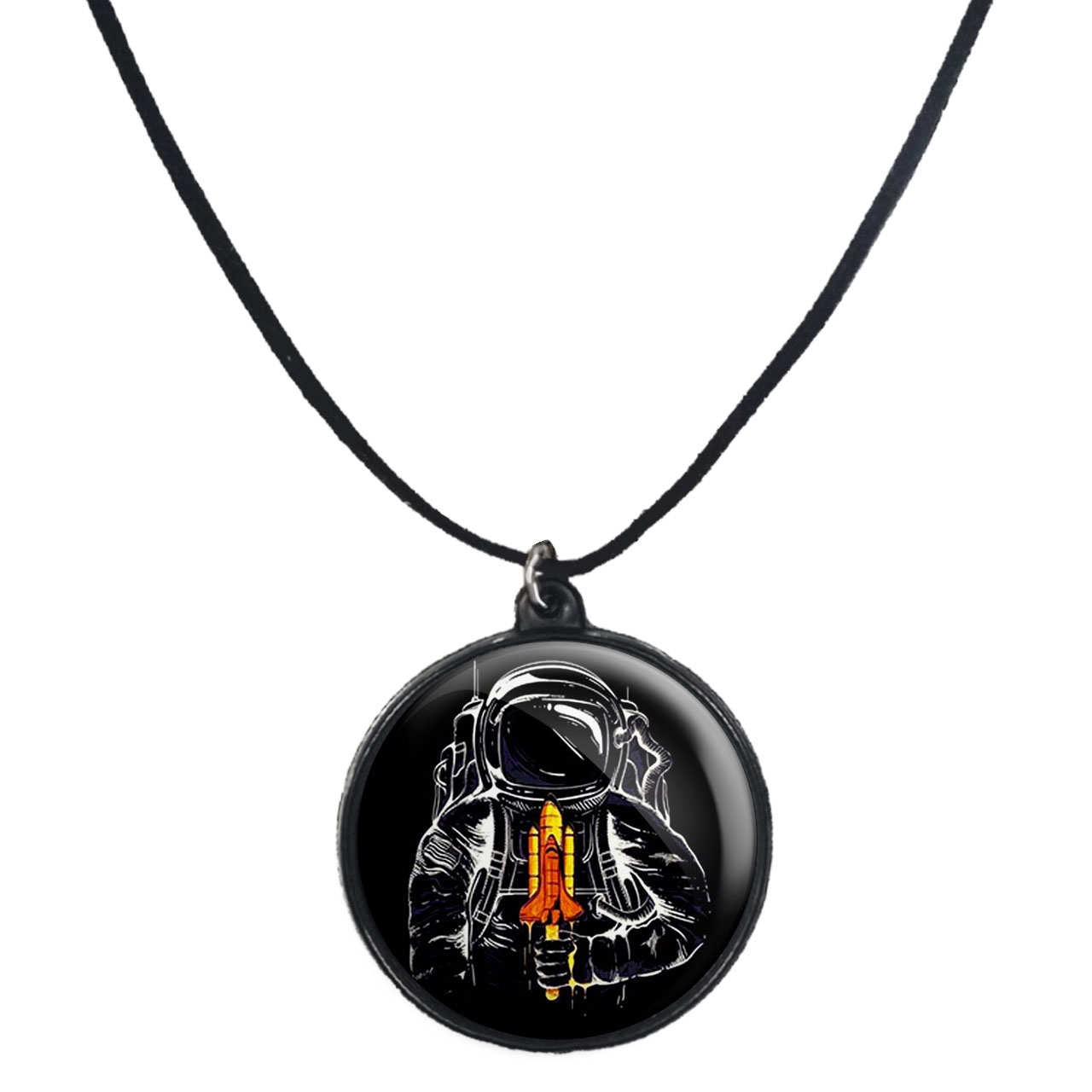 گردنبند پرمانه طرح فضانورد کد pmb.10387 مدل دو طرفه