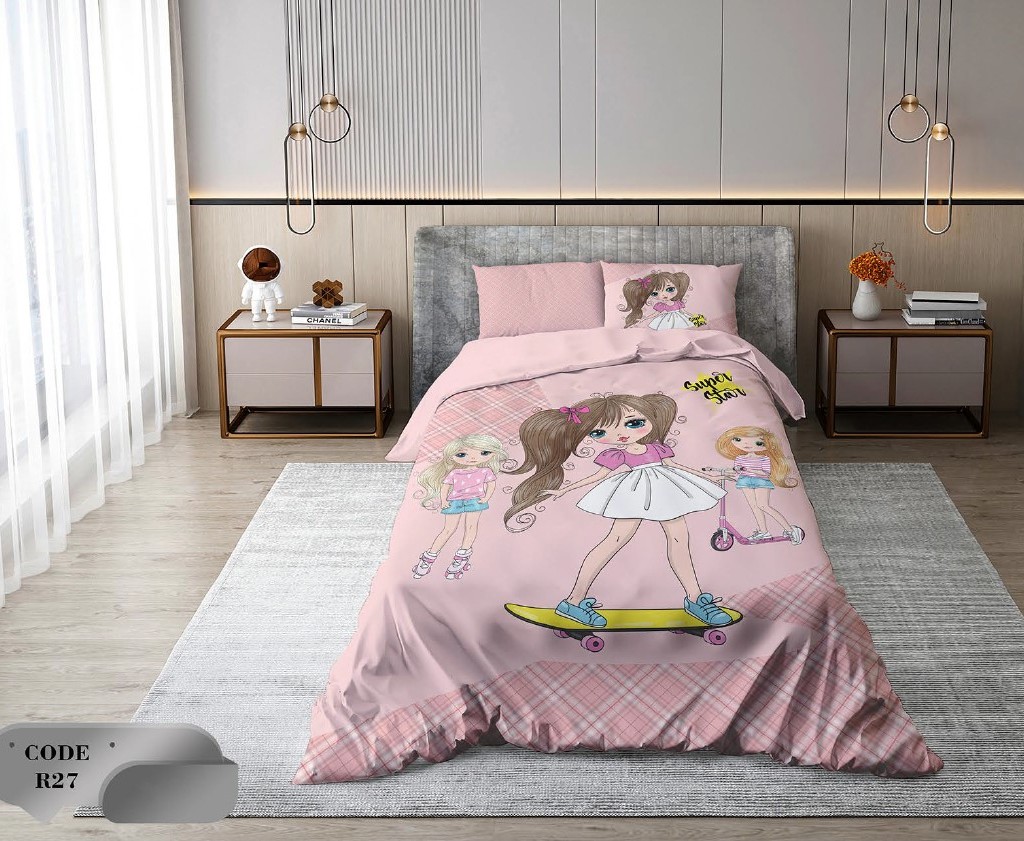 سرویس روتختی 1 نفره 4 تکه ابعاد 1.65 ×2.35 کشدار ضد حساسیت و عرق کد R27 | ست خواب و ست روتختی