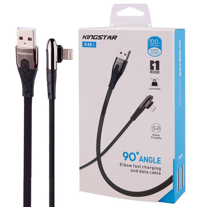 کابل آیفونی فست شارژ KingStar K46i 2.4A 1m یکسر L