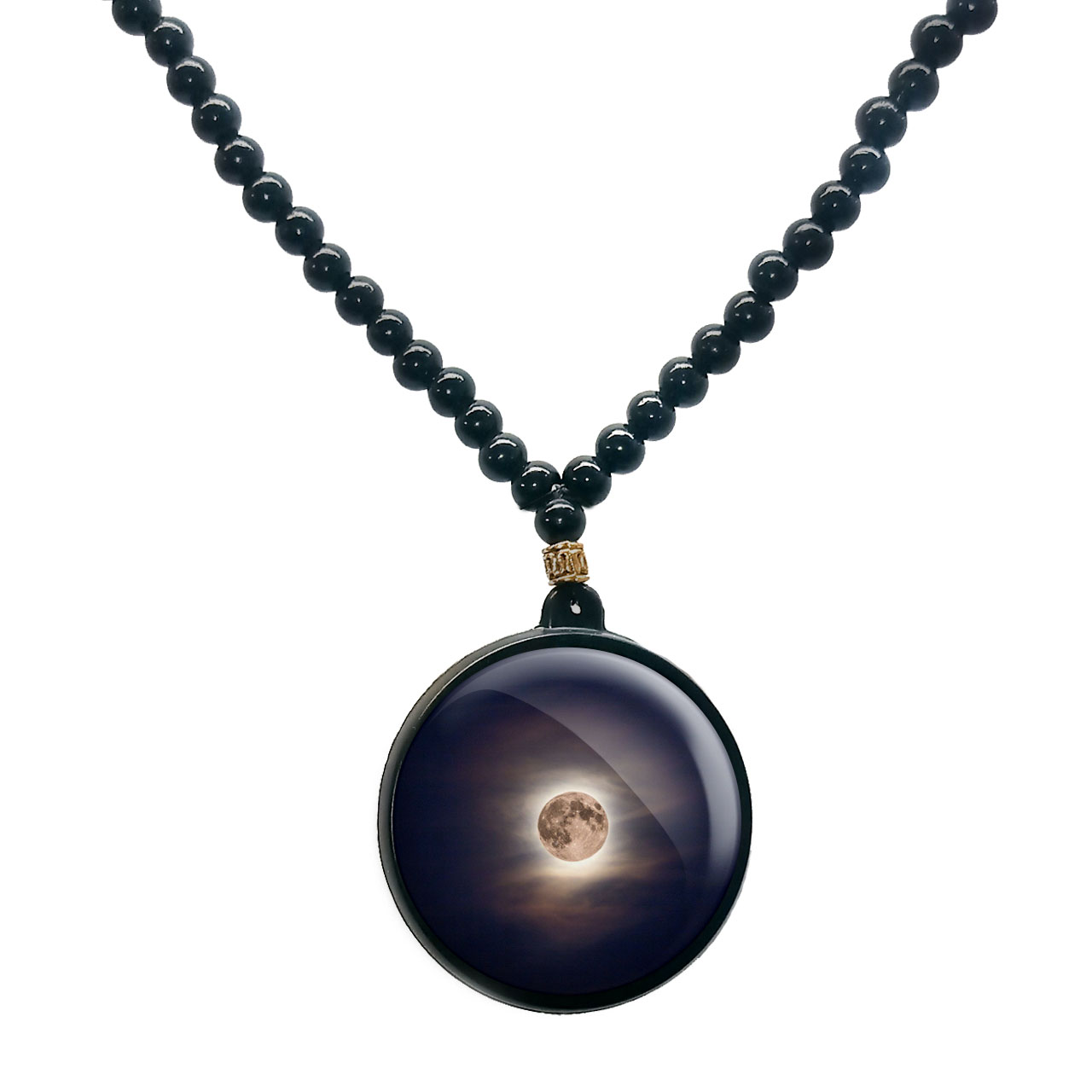 گردنبند پرمانه طرح ماه کد pmd.24680 مدل دو طرفه