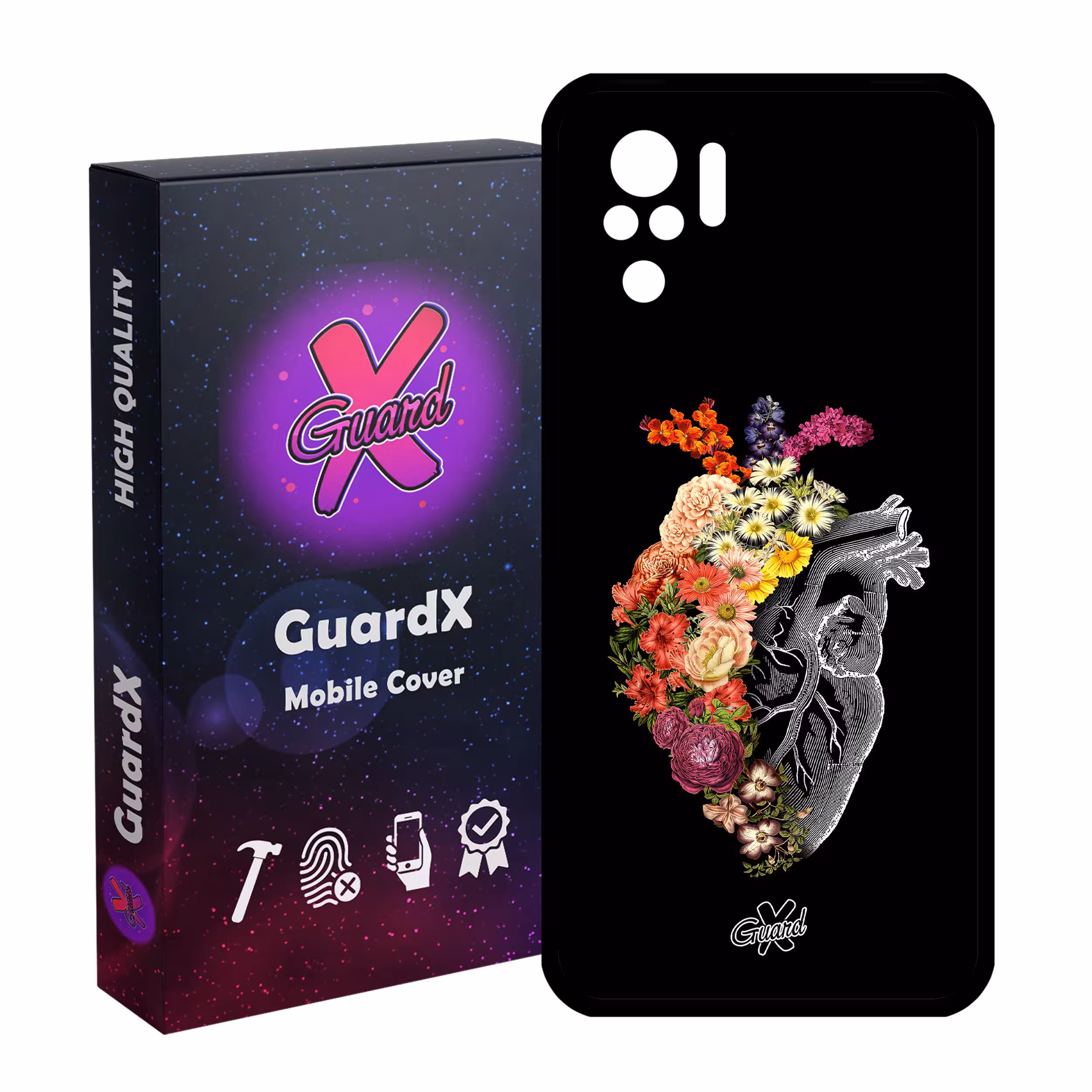 کاور گارد ایکس طرح قلب مدل Glass10216 مناسب برای گوشی موبایل شیائومی Redmi Note 10 4G / Note 10S