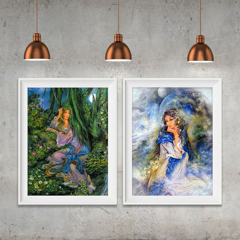 تابلو مدل نقاشی استاد فرشچیان کد T003 مجموعه 2 عددی | دنیای قاب