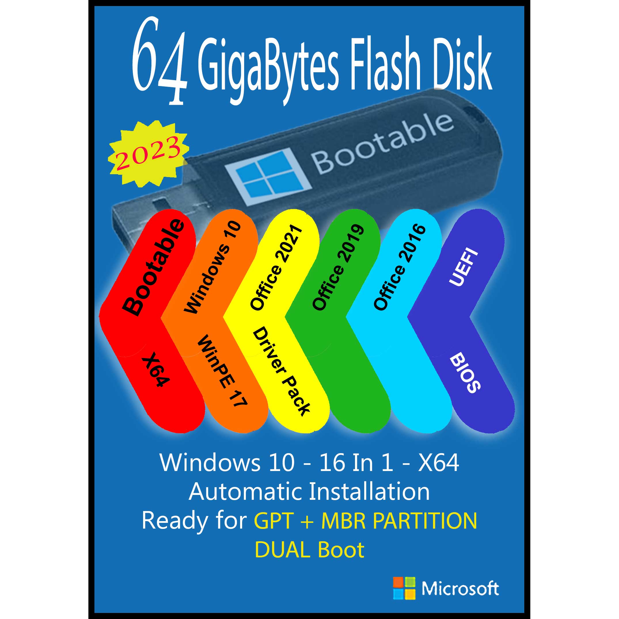 سیستم عامل Windows 10 X64 2023 16 IN 1 - Driver Pack - Office 2016-2019-2021 Pro Plus نشر مایکروسافت