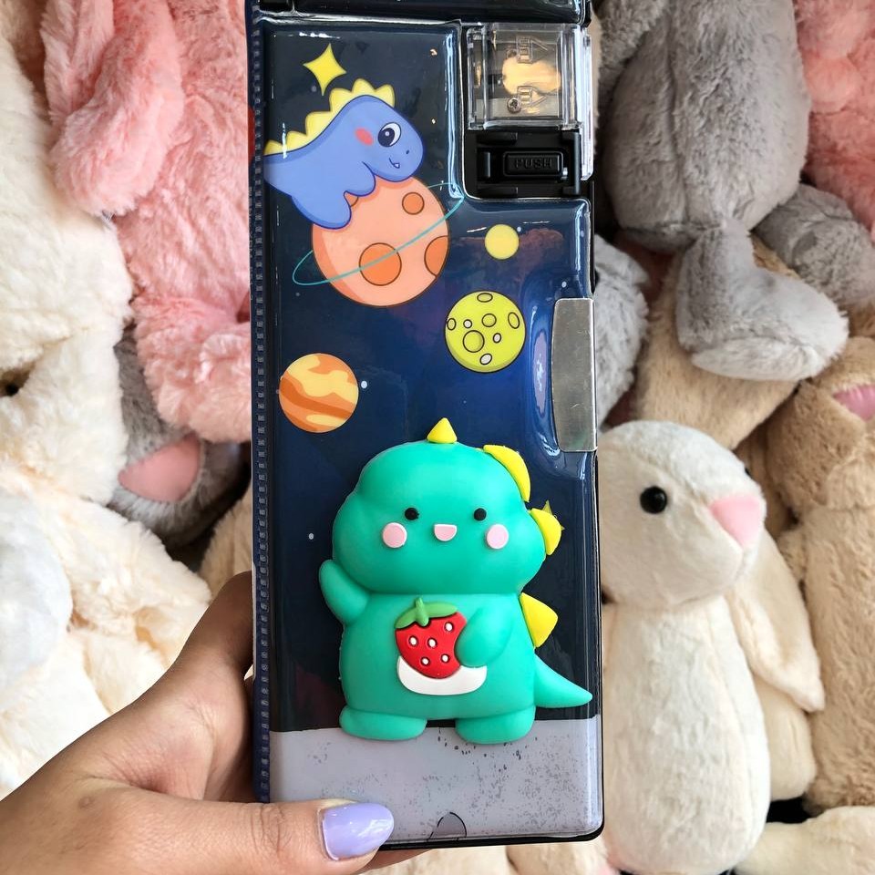 جامدادی اورجینال اسکویشی دار و تراش دار طرح یونیکورن و دایناسور(لوازم تحریر) 