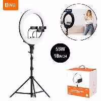 رینگ لایت بیوا Biva RL-02 55W LED Soft Ring Light سایز 18 اینچ با سه پایه و 3 هولدر
