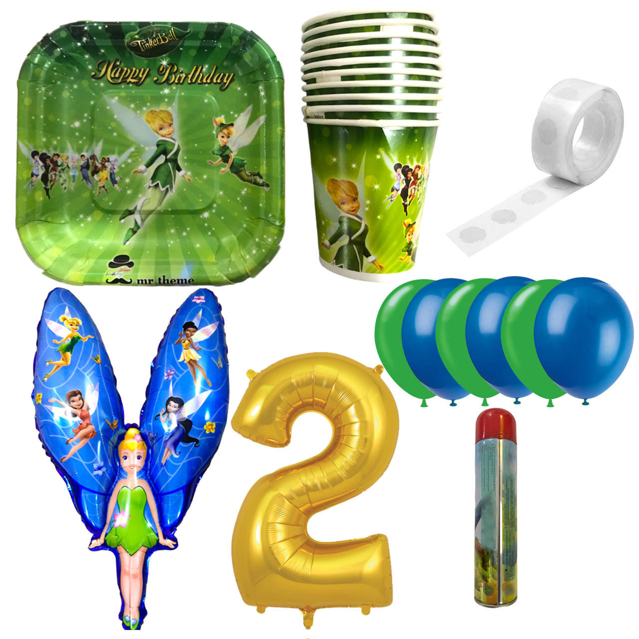 مجموعه 30 عددی تم تولد مستر تم طرح تینکربل کد 2