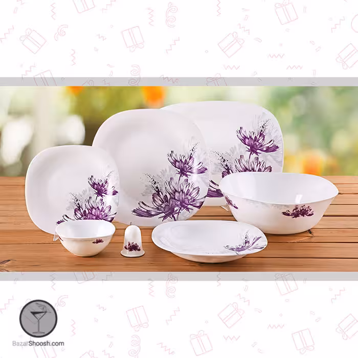 سرویس غذاخوری 28 پارچه طرح سانلی 820P قالب مربع پارس اپال