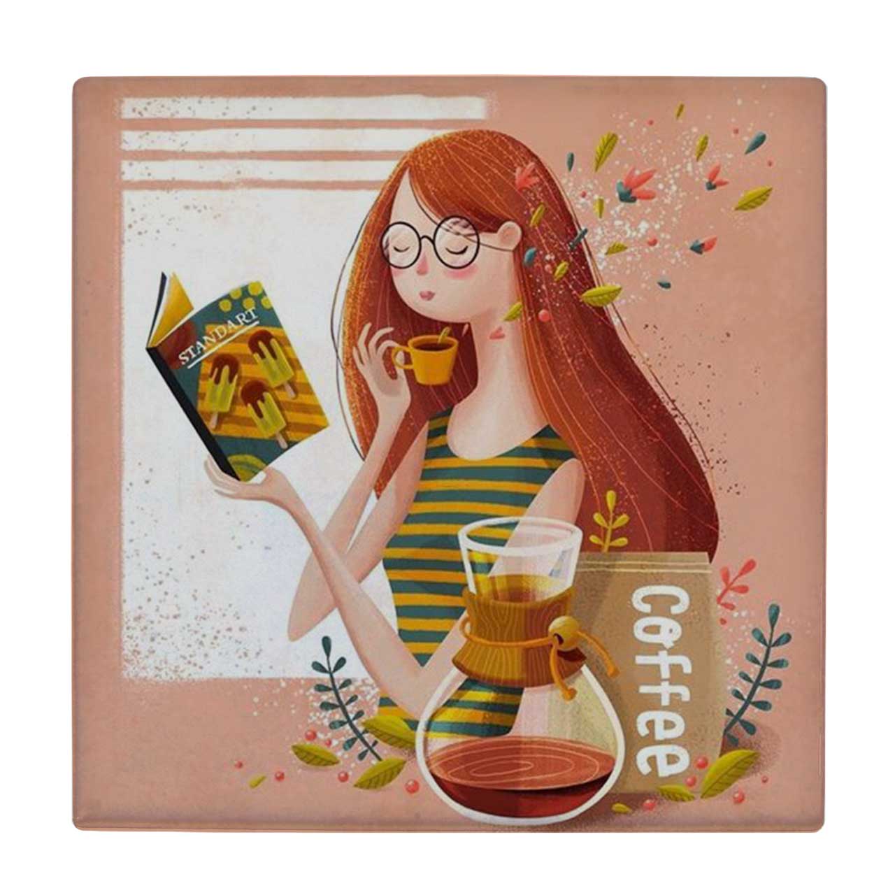 کاشی طرح دختر کتابخوان کد wk876