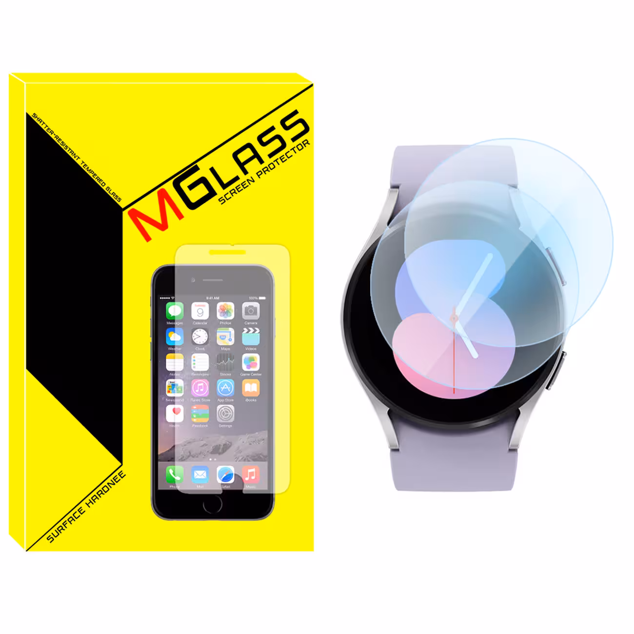 محافظ صفحه نمایش شیشه‌ای ام گلس مدل SH-MG مناسب برای ساعت هوشمند سامسونگ Galaxy Watch 5 40mm بسته دو عددی