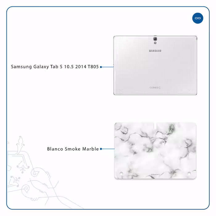 برچسب پوششی ماهوت مدل Blanco-Smoke-Marble مناسب برای تبلت سامسونگ Galaxy Tab S 10.5 2014 T805