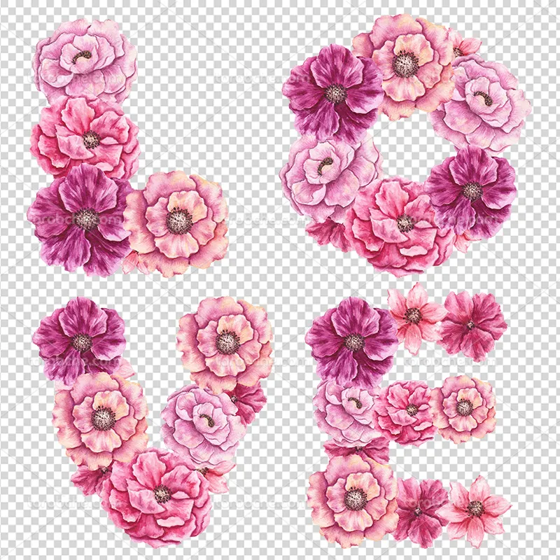 عکس PNG گل های آبرنگی صورتی | گرافیک با طعم تربچه