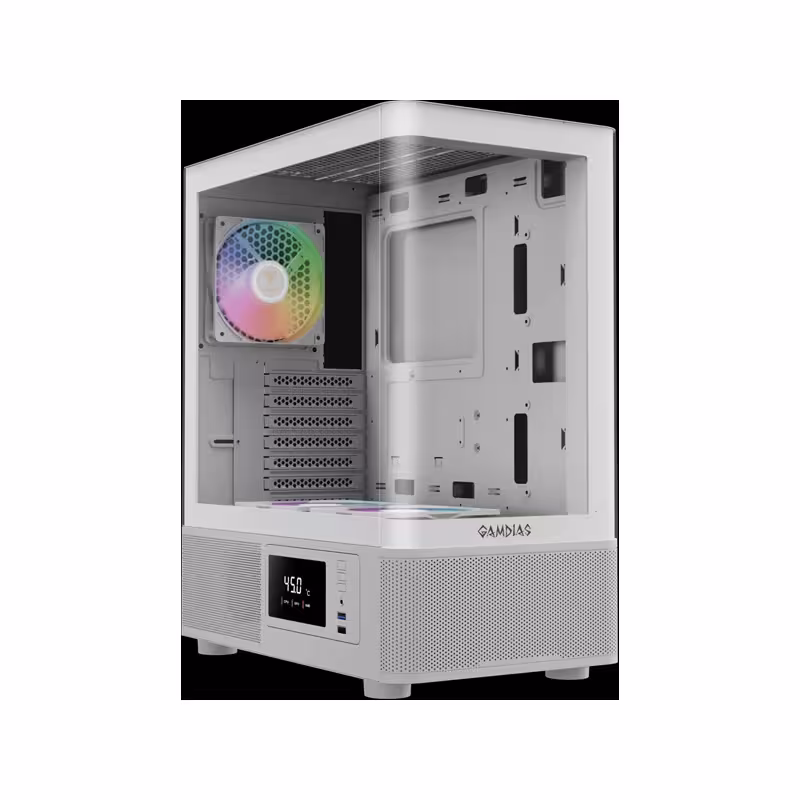 کیس گیمینگ ATLAS E2 CG WH | با طراحی شیشه‌ای و فن‌های ARGB