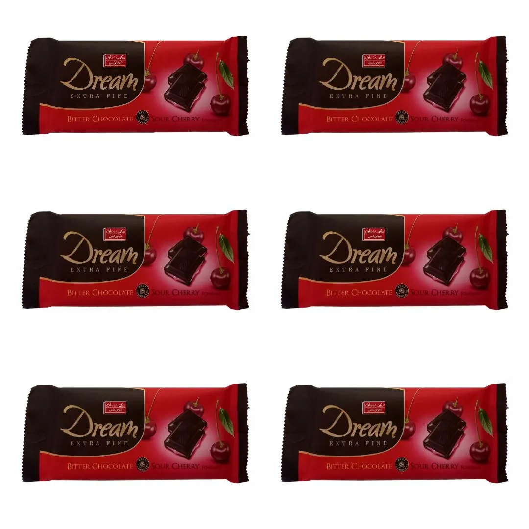 شکلات تابلت تلخ با فوندانت آلبالو دریم شیرین عسل - 100 گرم بسته 6 عددی