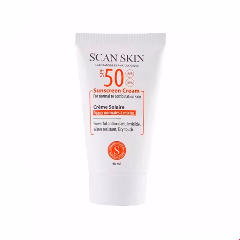 کرم ضد آفتاب SPF50 پوست نرمال تا مختلط اسکن اسکین 40 میلی لیتری