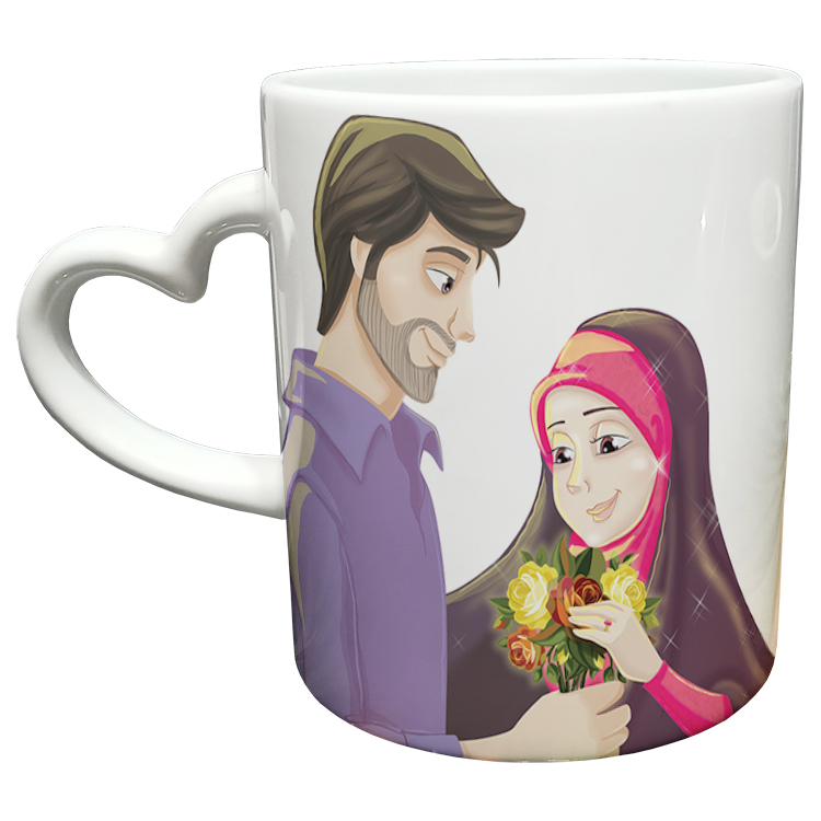ماگ مدل دسته قلبی طرح عاشقانه کد 256