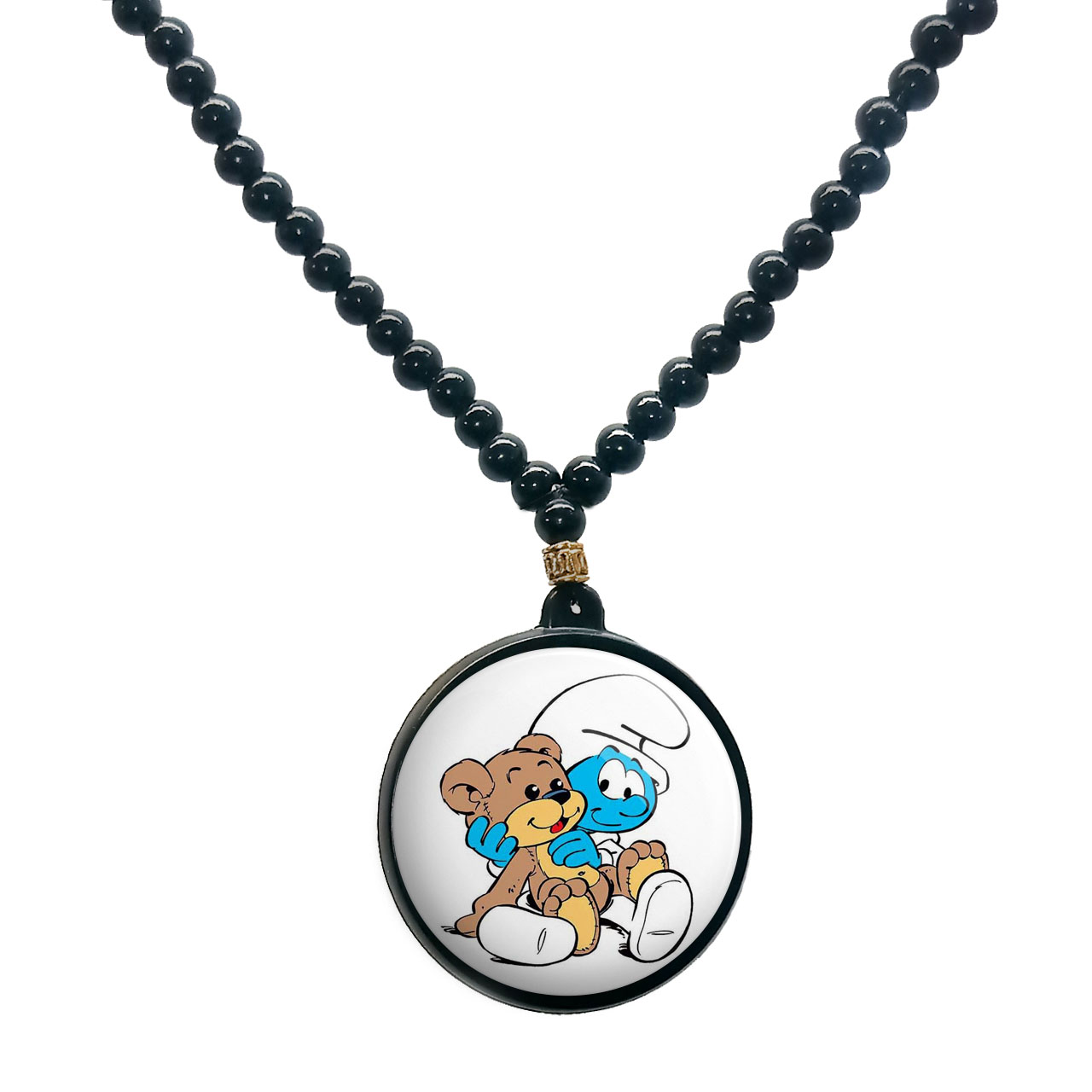 گردنبند پرمانه طرح اسمورف کد pmd.10538 مدل دو طرفه