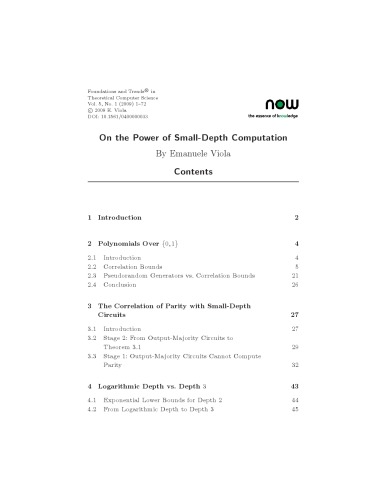 خرید و دانلود نسخه کامل کتاب On the Power of Small-Depth Computation (Foundations and Trends in Theoretical Computer Science)