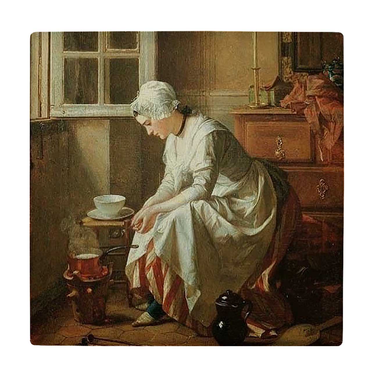 زیر لیوانی  طرح نقاشی بانوی خدمتکار کد    6087100_5162