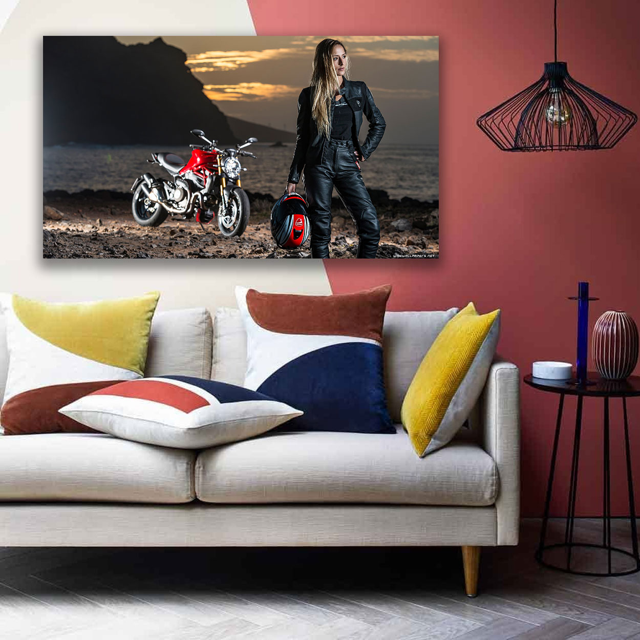 تابلو شاسی طرح دختر موتور سوار کد 47