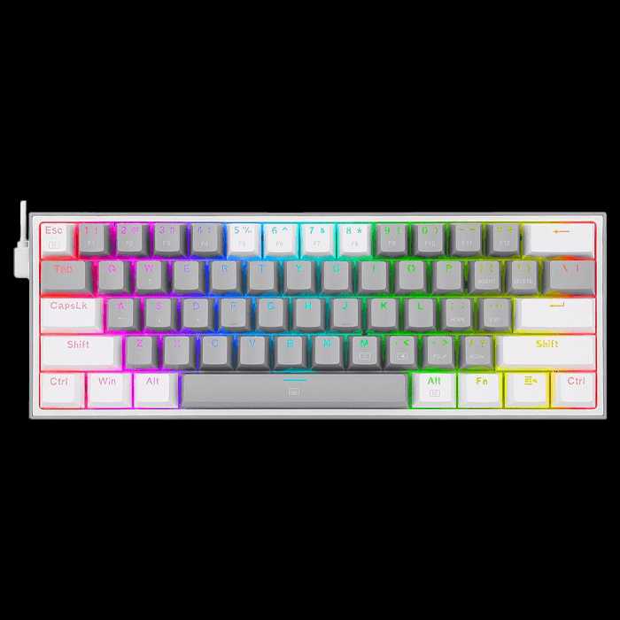 مشخصات قیمت و خرید کيبورد گیمینگ ردراگون مدل Redragon Fizz K617 رنگ طوسی سفید