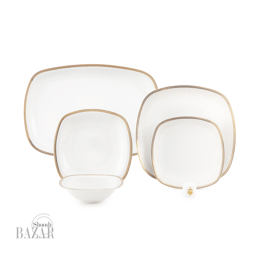 سرویس 27 پارچه چینی زرین طرح ریوا طلایی 6 نفره