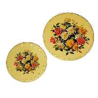 بشقاب دیوارکوب سفالی طرح بوته گل کد 879 مجموعه 2 عددی