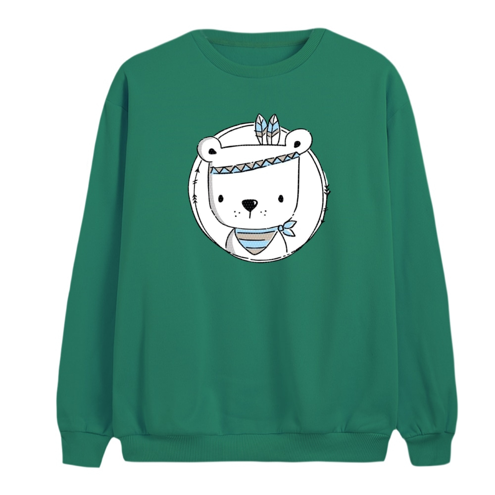 سویشرت زنانه مدل خرس سرخپوست رنگ سبز