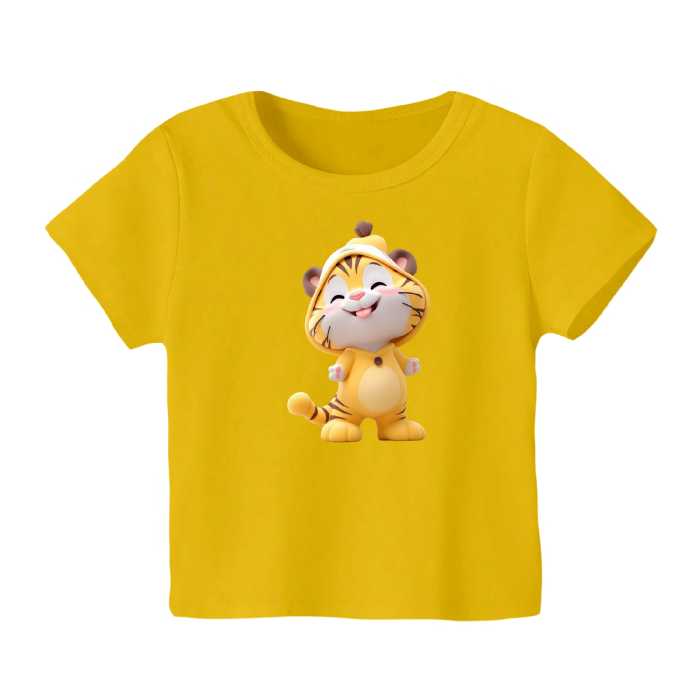 تی شرت آستین کوتاه بچگانه مدل ببر کد 21 رنگ زرد