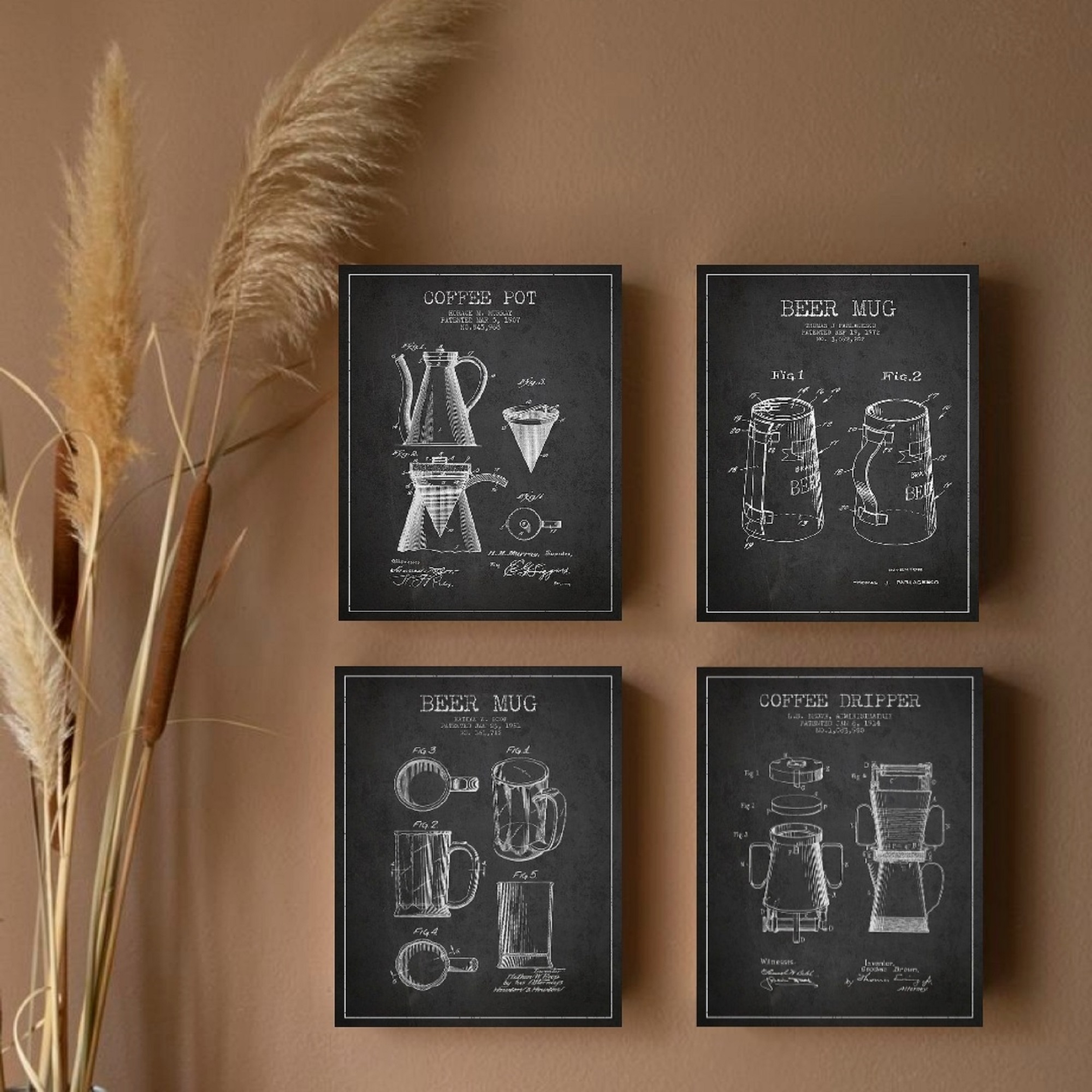 تابلو شاسی گلاک طرح کافه کد FE22 بسته 4 عددی