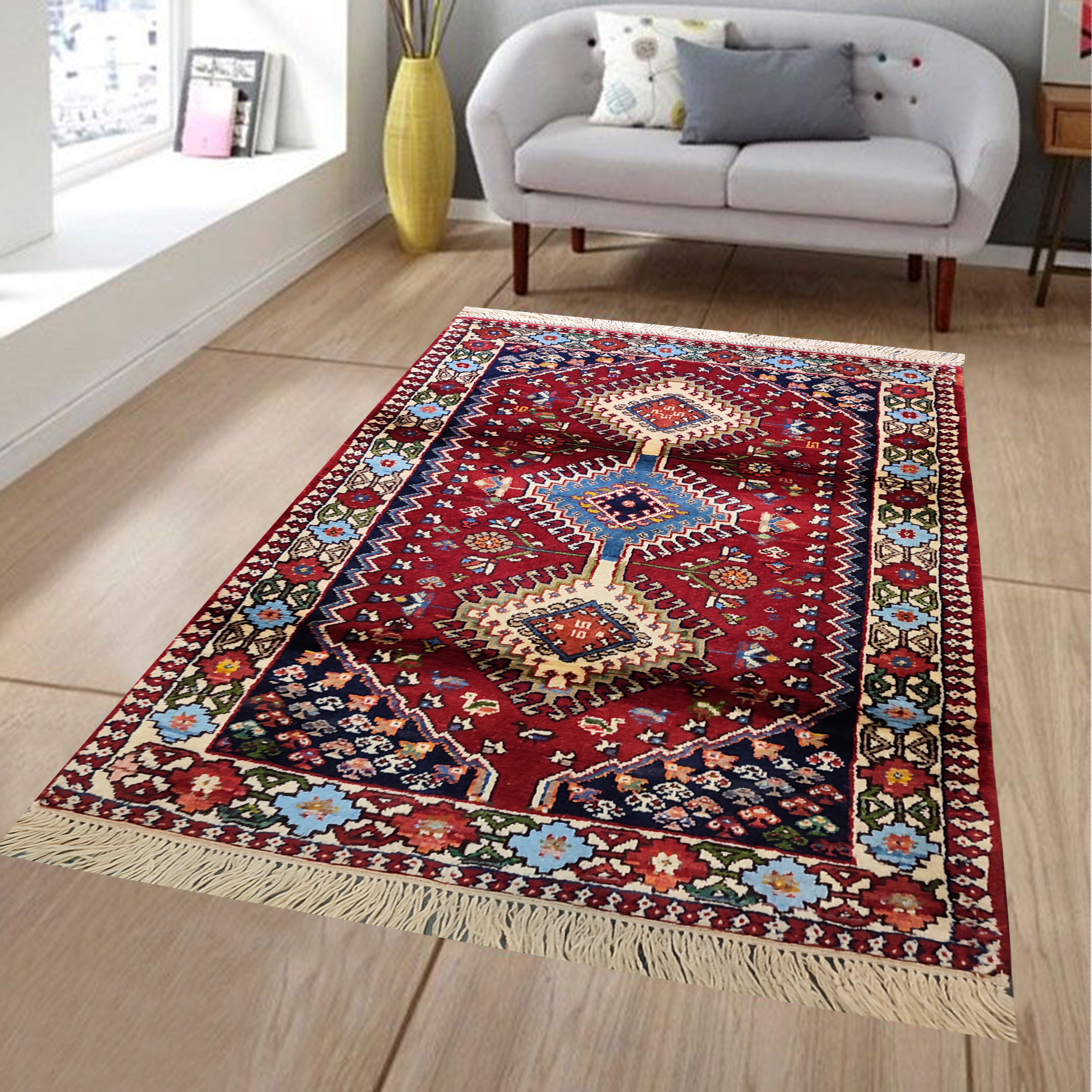 فرش دستبافت یک متری طرح لوزی کد AA306