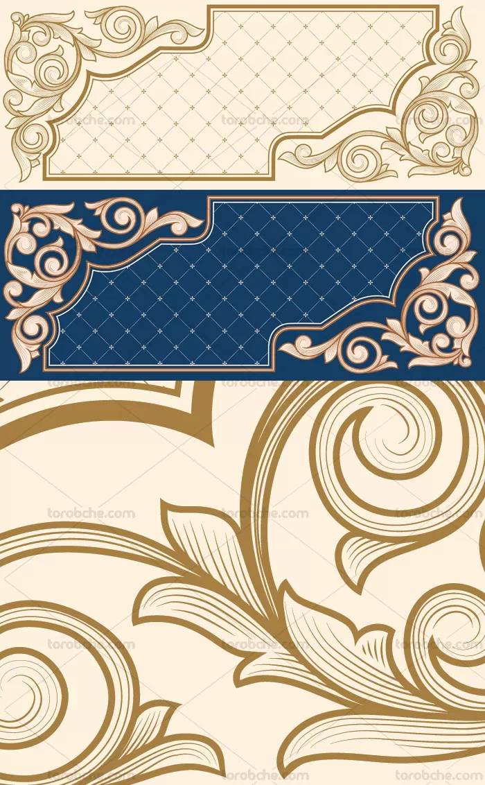 وکتور طرح کادر و حاشیه لاکچری در دو رنگ متفاوت - گرافیک با طعم تربچه